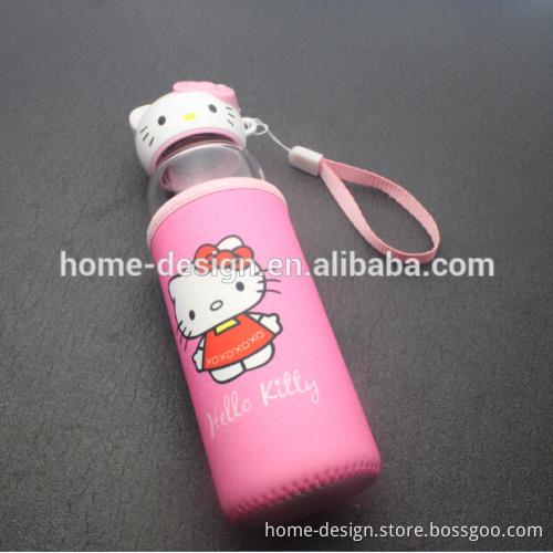 280ml/360ml glass drinking cup for hot water with hello-kitty head